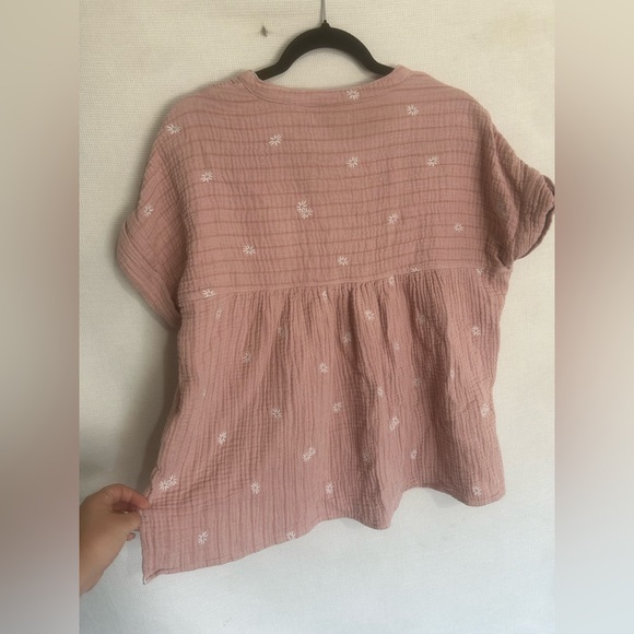 Madewell embroidered Lakeline Popover Shirt In Warm Thistle - Picture 6 of 8